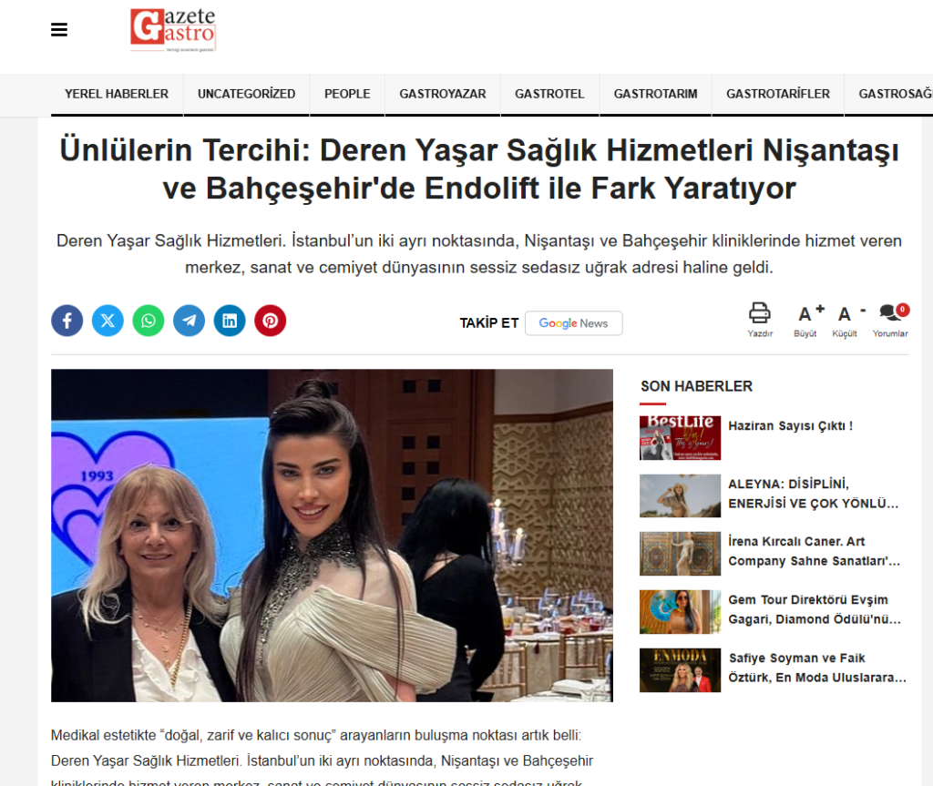 Gazete Gastro’da Deren Yaşar Sağlık Hizmetleri